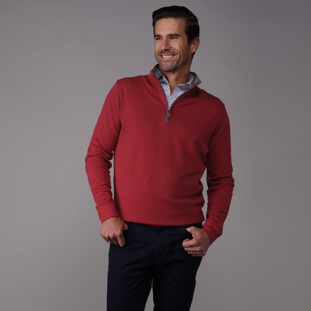 Caribbean Joe Men's Red Zip-Up Sweater Sz L - NEW